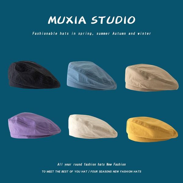 

hat female beret british retro spring and summer korean style all-matching fashion thin octagonal cap beanies
