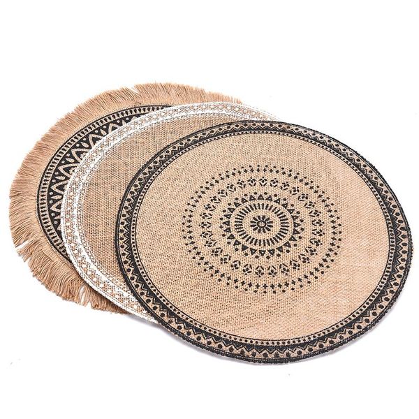 

mats & pads round embroidery/lace table placemat nordic style non-slip heat insulation furniture decoration mat coffee cup