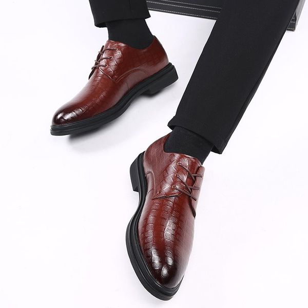 

dress shoes business men black genuine leather mens wedding large size lacing formal shoe man df56