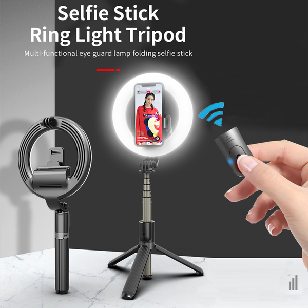 

wireless bluetooth aluminum alloy selfie stick mini tripod handheld monopod with led ring pography light for smart phone monopods
