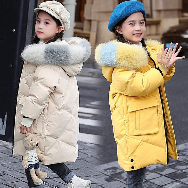 

down coat 2021 winter children girls kids jacket fashion teenager hooded parka outerwear thicken warm clothing clothes g59, Blue;gray
