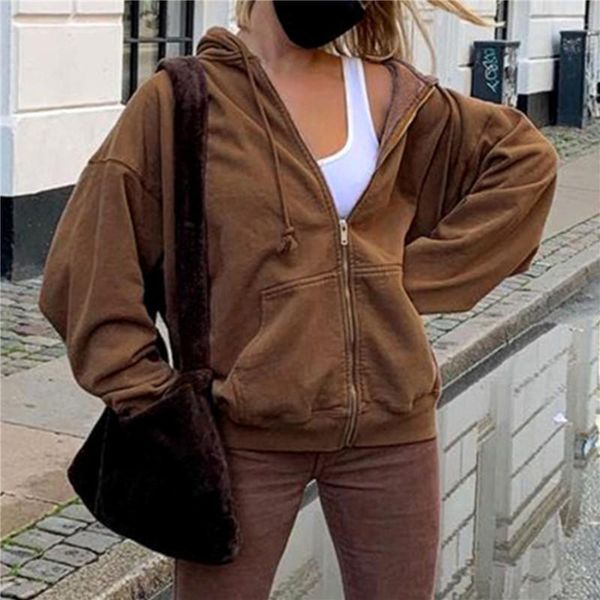 

women's jackets zip up sweatshirt winter jacket clothes oversize hoodies women plus size vintage comfortable pockets long sleeve pullov, Black;brown