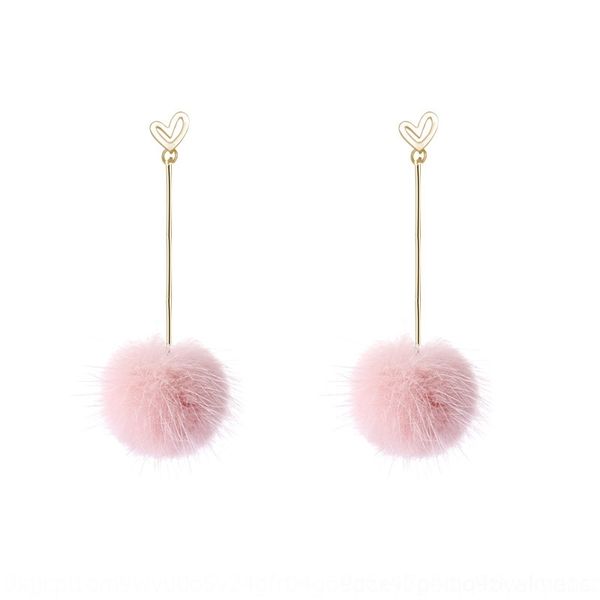 

4p56 2021korean fashion serve and stud temperament spring hair ball women's long earrings women's earrings, Golden;silver