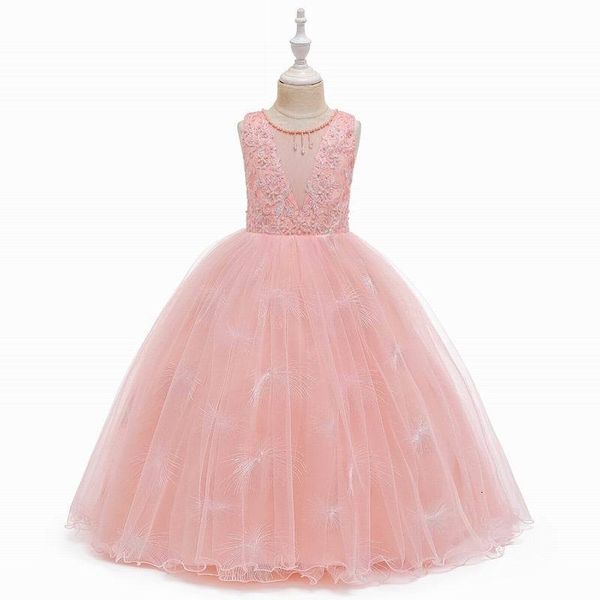 

girl's dresses party es embroidered sleeveless floor length flower for wedding baby clothes 3-12y e877 x56r, Red;yellow