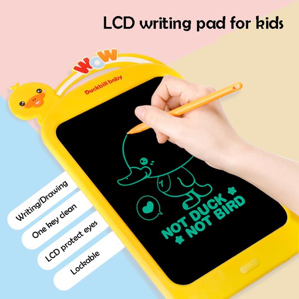 

cute duck baby portable 10 inch smart lcd writing tablet electronic drawing pad graphic tablet board with needle pen for kids