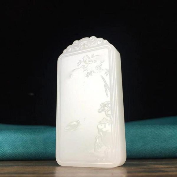 

lockets j57#hetian jade white pendant, full and round shape, Silver