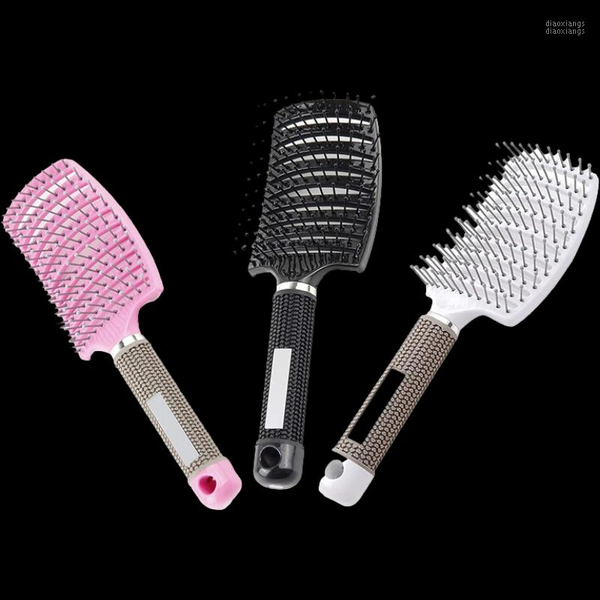 

3pcs salon professional bristle & nylon hairbrush scalp massage comb wet hair brush hairdressing styling tools brushes1, Silver