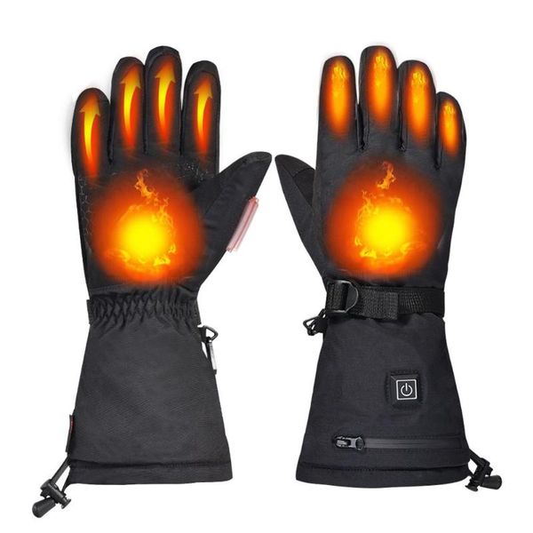 

heated gloves motorcycle winter waterproof moto touch screen battery powered motorbike riding heating glove cycling, Black