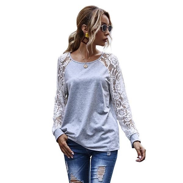 

women's hoodies & sweatshirts spring autumn woman long sleeve lace sweatshirt female pullover european style top, Black