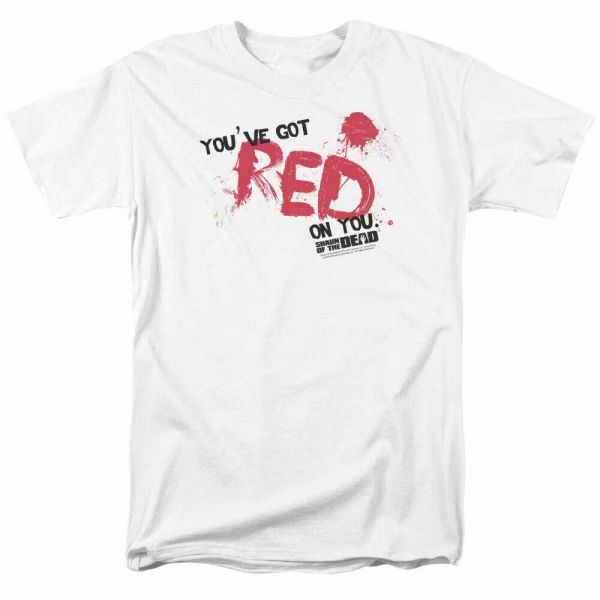 

shaun of the dead red on you t shirt mens licensed movie tee white, White;black