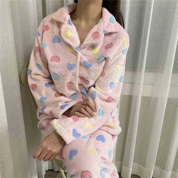 

korean thick warm stylish girls loose cute homewear all match brief pajamas nightwear sweet chic casual sets 210525, Black;red