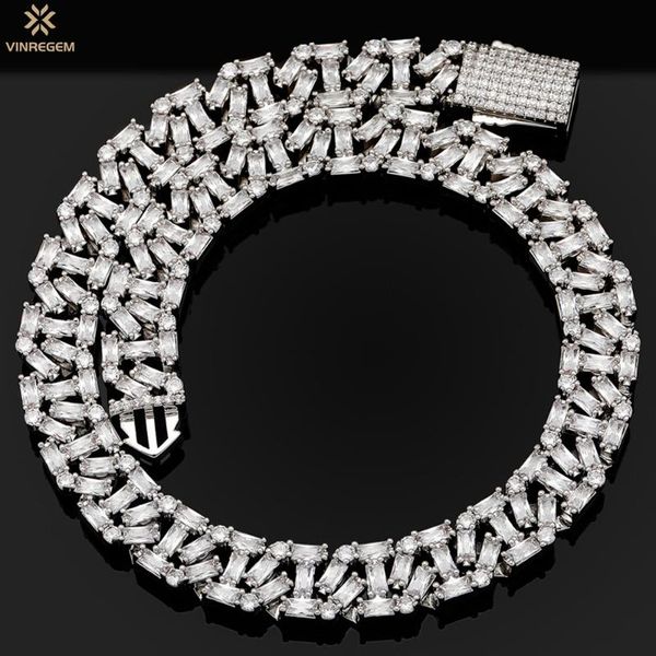 

chains vinregem hip hop rock 925 sterling silver created moissanite gemstone personality cuba chain necklace fine jewelry wholesale