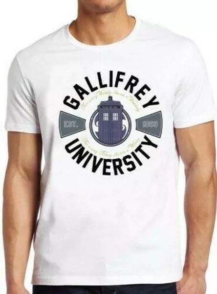 

university of gallifrey vintage cool doctor who funny gift tee t shirt 4090, White;black