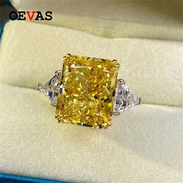 

oevas 100% 925 sterling silver luxury 13*16mm z high carbon diamond bridal rings sparkling wedding party fine jewelry gifts 220210, Slivery;golden
