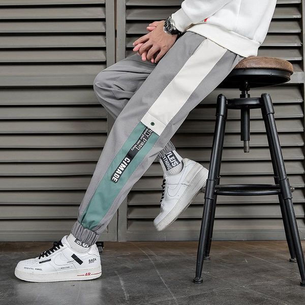 

men's pants tooling casual thin korean loose legged in spring and autumn, Black