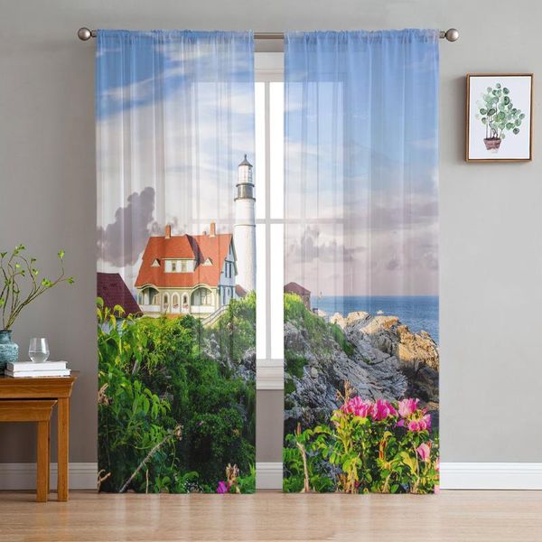 

curtain & drapes seaside cottage flowers curtains for living room luxury baby bedroom tulle kitchen modern style sheer