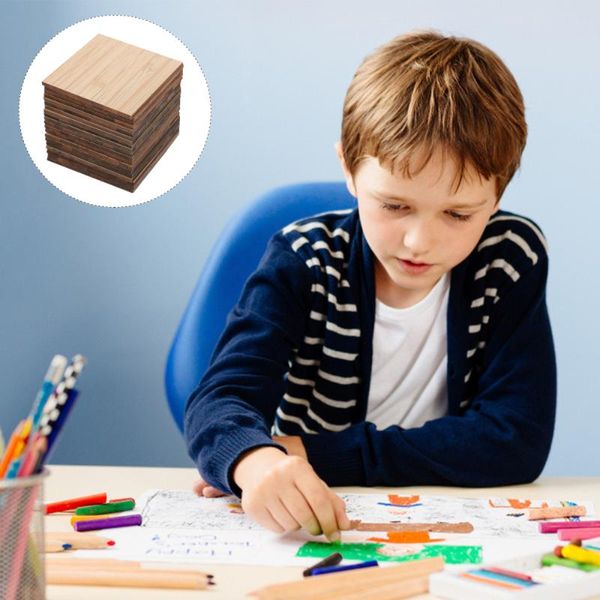 

wall clocks 20pcs unfinished bamboo pieces diy painting square chips