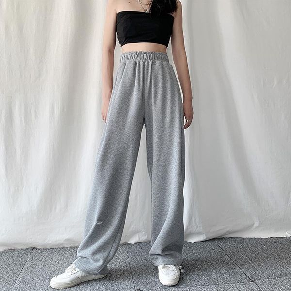 

women's pants & capris grey wide leg sports high waist baggy joggers cotton casual loose sweatpants solid autumn trousers women, Black;white