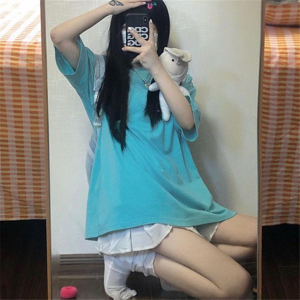 

women's t-shirt korean kawaii trip lovely girls sweety cute lady fashion color female loose summer students womens t shirts, White