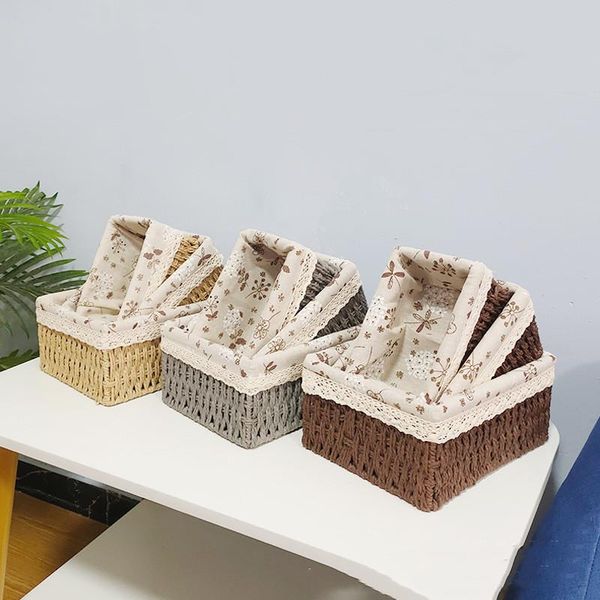 

storage baskets hand made basket rattan woven fabric tablecoffee table sundries toy key cosmetics box snack