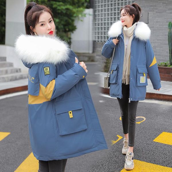 

women's vests mid-length pie overcoming fur collar hooded padded jacket women 2021 winter loose down, Black;white