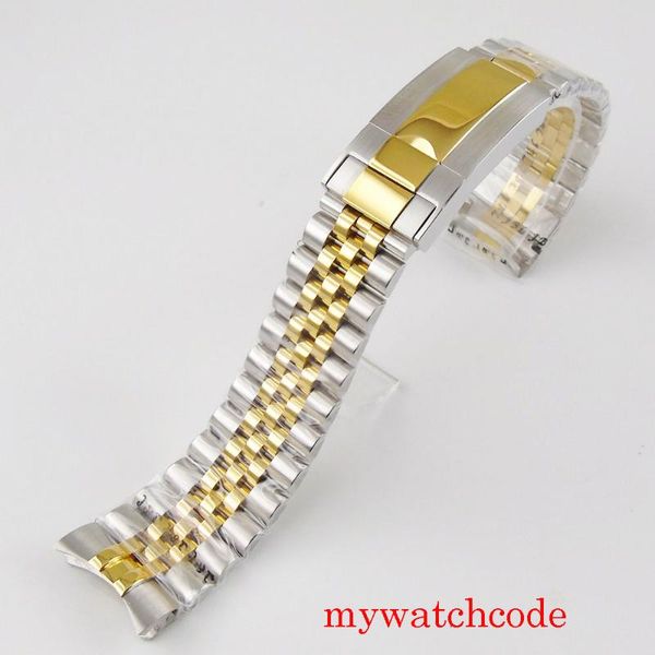 

watch bands 20mm width bracelet two tone silver and gold colors fit 40mm automatic men's wristwatch jubilee strap, Black;brown