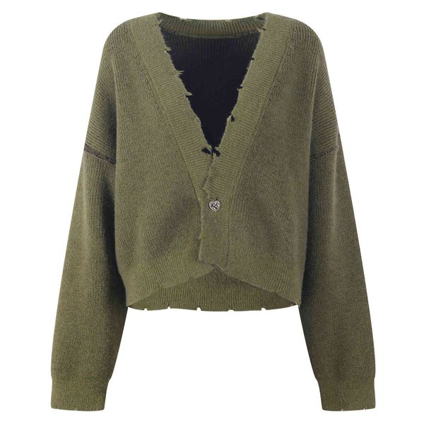 

women's sweaters vintage woman's cardigans take off in v loose mesh green long sleeve streetwear fashion outerwear korean japanes, White;black