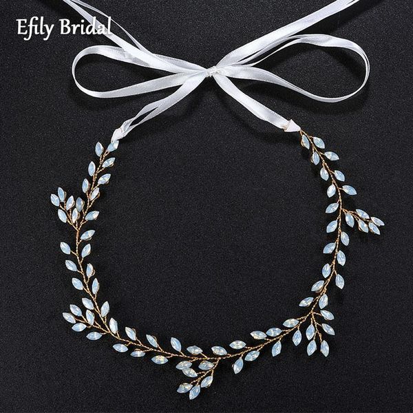 

hair clips & barrettes efily blue opal rhinestone headband wedding vine bridal accessories jewelry for women bride headpiece party bridesmai, Golden;silver