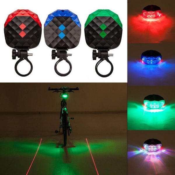 

bike lights light 5 led 2 laser bicycle tail 7 flash mode night cycling safety warning flashing rear lamp accessories