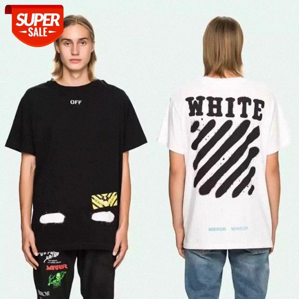 

european and american off basic t-shirt white short-sleeved slash stripe bottoming shirt men #2w9z, White;black