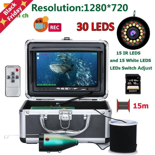 

fish finder 7'' hd 1080p dvr underwater fishing camera 1280*720 screen15pcs white leds+15pcs infrared lamp