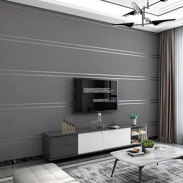 

wallpapers non woven modern simple wide stripe wallpaper thickened imitation deerskin bedroom living room 3d w94-1