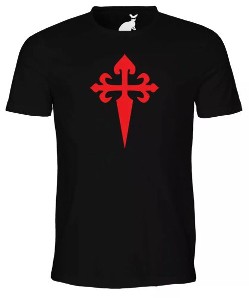 

cross of st james mens t shirt santiago cruz espada spanish spain religious, White;black