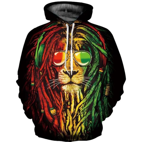 

men's hoodies & sweatshirts winter 3d printing animal for men/women, Black
