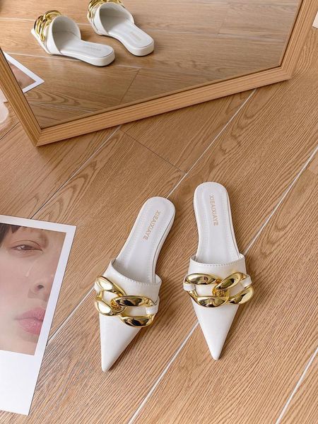 

shoes women pointed toe female slippers luxury slides low soft 2021 designer flat pu scandals bling rubber casual, Black
