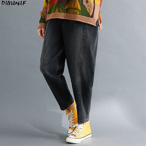 

women jeans pants plus size basic harem black pocket denim female elastic waist loose casual 210531, Blue
