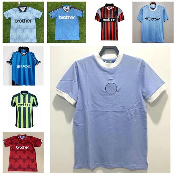 93 94 Manchester Retro Classic Soccer Jerseys 1998 99 2011 12 City 94 95 11 12 Wembley Clough Kinkladze Tevez Kun Aguero Dzeko Kompano Dzeko