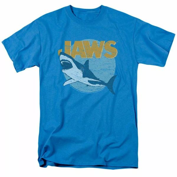 

jaws day glow t shirt licensed shark movie retro tee classic new turquoise, White;black