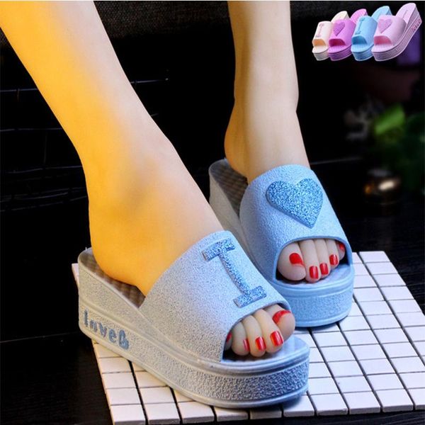 

women's slippers high heel sandals flip flops fashion slipper women shoes platform bath wedge casual beach, Black
