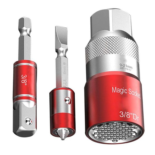 

professional hand tool sets 3pcs screw adapter set all-powerful universal socket wrench adjustable sleeve hex post bit head kit 9-21mm/7-19m