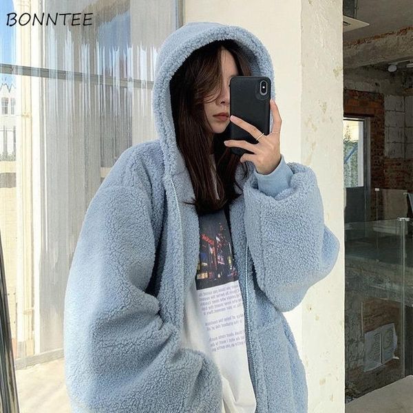 

solid jackets women lamb japanese style chic trendy loose leisure college students streetwear female spring fall women's, Black;brown