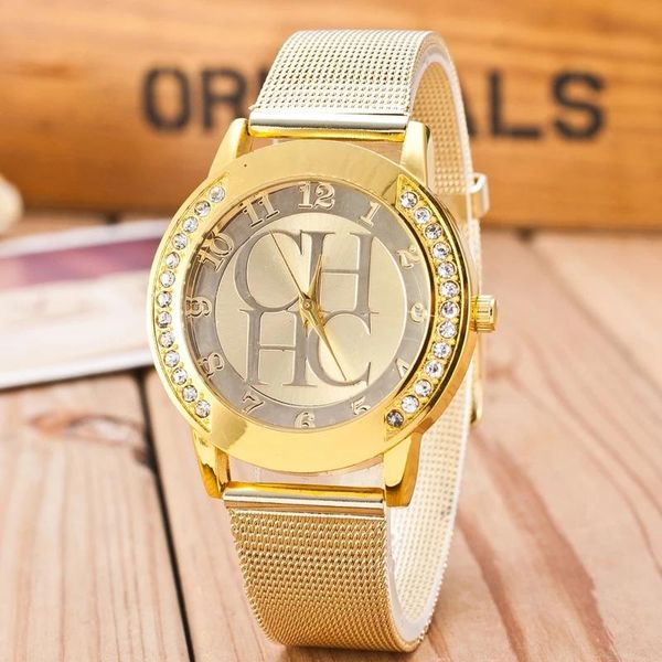 

wristwatches gold bear metal mesh stainless casual quartz women crystal dress watches clock relogio, Slivery;brown