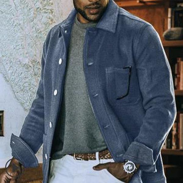 

men's jackets vintage men solid coats autumn winter casual long sleeve jacket fashion button turn-down collar pocket loose, Black;brown