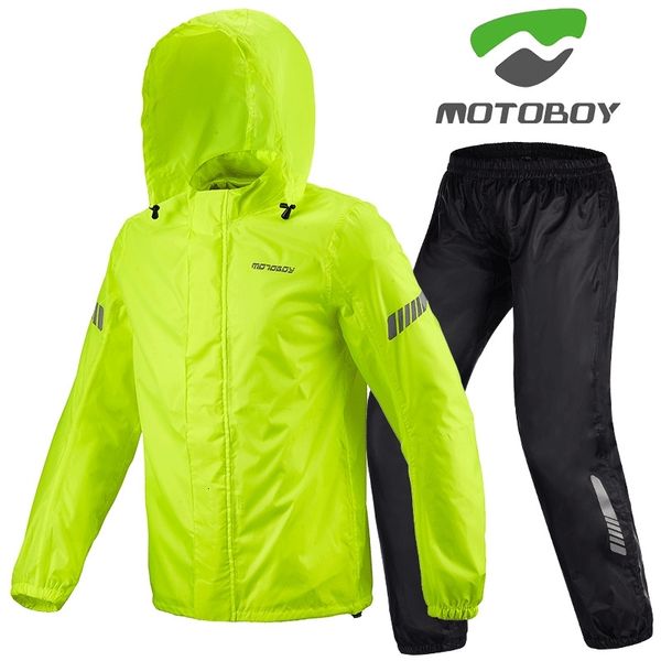 

motoboy selling motorcycle riding raincoat set rainpants split men and women's thin reflective waterproof clothing, Black