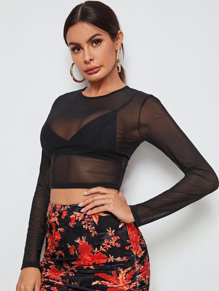 

mesh crop without bra w9a4#, White