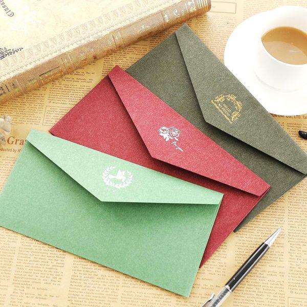 

gift wrap 3pcs/pack retro gold solid color envelopes card wedding vintage party scrapbooking stationery school office supplies n976