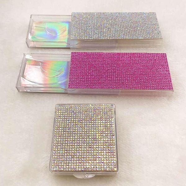 

custom glitter rhinestone eyelash box for 3d 5d 25mm mink lashes diamond case1