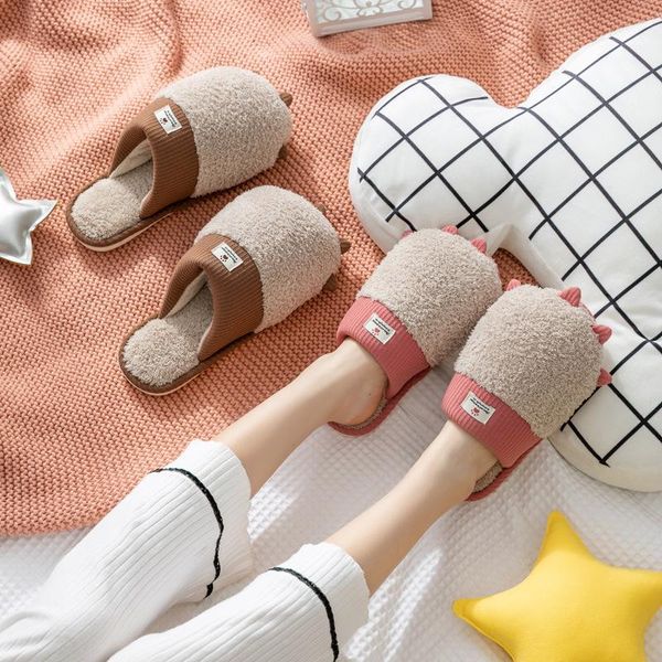 

women slippers warm plush anti slip lovers home slides winter shoes men indoor outdoor bedroom house floor cotton, Black