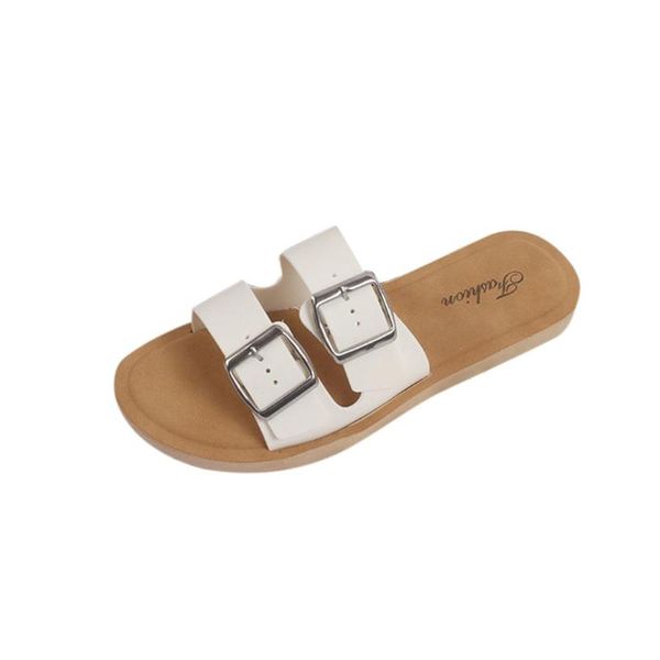 

slippers sagace women vintage roman buckle flip flop flat with shoes femme casual ladies summer outdoor beach, Black
