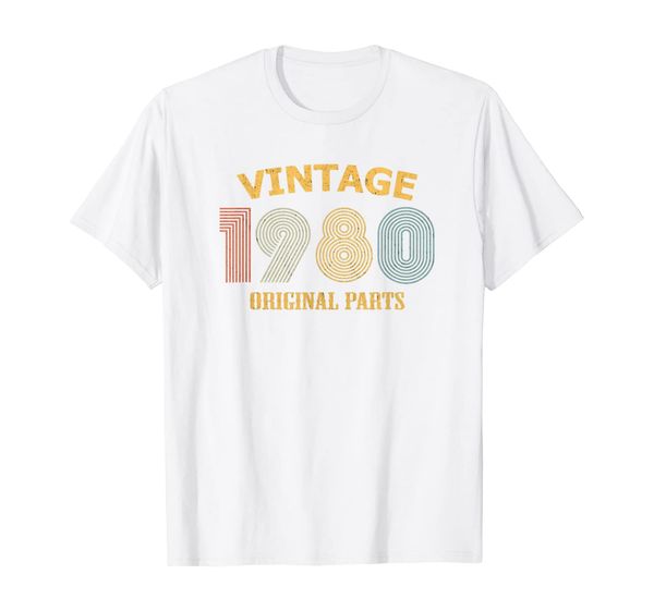 

vintage 1980 original parts birthday gift classic t-shirt, White;black